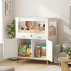 PawHut Hamster Cage with Storage Cabinet, Guinea Pig Cage with Tray-A slide-out bottom tray makes daily cleaning quick and exceptionally easy
