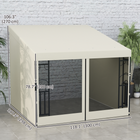 Outsunny 10 ft W x 10 ft L Wall Mounted Pergola Gazebo with Curtains and Nettings - Beige-Features handy drainage holes