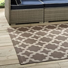 Modway Cerelia Moroccan Trellis Indoor/Outdoor Area Rug - 8 ft W x 10 ft L - Light/Dark Beige-Gripping Rubber Underside 