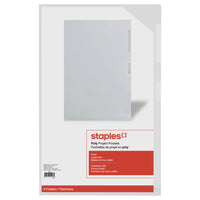 Staples Poly Project Pockets - Legal Size - Clear - 5 Pack-Sealed on two sides to hold documents securely