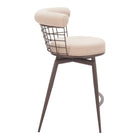 Zuo Saku Swivel Counter Stool - Beige/Brown-Dimensions: 20.5" L x 24.4" W x 35.2" H