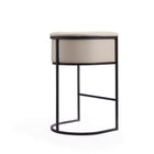 Manhattan Comfort Cosmopolitan 23.7" Mid-Century Modern Faux Leather Upholstered Bar Stool - Cream and Black - 3 Pack-Delivered to you Fully Assembled! No Assembly Required