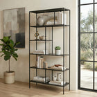 Hudson&Canal Winthrop 72"H Bookcase - Blackened Bronze-Clean with a soft, dry cloth and no harsh chemicals or abrasive cleaning materials