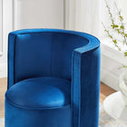 Modway Della Performance Velvet Fabric Swivel Chair - Navy-Powder-Coated Iron Swivel Base
