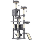 PawHut 76" Large Cat Tree Tower with Scratching Posts - Dark Grey-This 75.6" (192 cm) multi-level tower meets your cat's natural climbing instincts 
