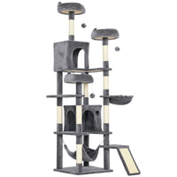 PawHut 76" Large Cat Tree Tower with Scratching Posts - Dark Grey-This 75.6" (192 cm) multi-level tower meets your cat's natural climbing instincts 