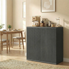 HOMCOM 30.7" Fluted Sideboard Buffet Cabinet with Push-to-Open Door - Distressed Black Grey-Fluted doors and push-to-open design ensure a sleek look