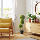 HOMCOM 35" Artificial Boxwood Triple Ball Topiary Tree - Green-The plant includes three big ball-trimmed bushes which bring a natural feeling to your room 