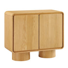 Modway Lumo 2-Door Curved Wood Accent Cabinet - Oak-Modern Sculptural Accent Cabinet