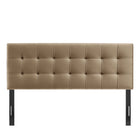 Modway Lily Stain-Resistant Performance Velvet Queen Size Headboard - Taupe-Padded Construction