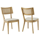 Modway Caledonia Fabric Upholstered Wood Dining Chair - Grey/Beige - 2 Pack-Modern Farmhouse Dining Chairs - Set of 2