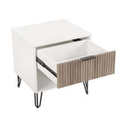 Manhattan Comfort DUMBO 20.07" Modern 1-Drawer Nightstand - White/Rustic Grey-Perfect for Bedside Storage, Lamps or Display Items