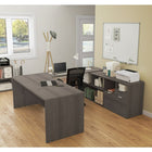 Bestar i3 Plus U-Desk with Two Drawers, Bark Grey (160860-47)-High Density Commercial Grade Particle Board and Melamine