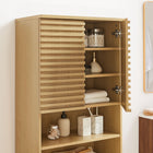 Modway Render Tall Bathroom Storage Cabinet - Oak-Adjustable Shelves