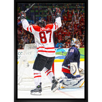 Sidney Crosby Canvas, Team Canada Golden Goal-Printed on a canvas, then stretched and stapled onto a 3/4" deep wooden frame