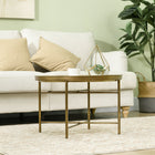 HOMCOM 24" Round Coffee Table with Hammered Tray - Gold-Solid metal construction ensures durability and lasting performance