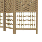 HOMCOM 6 Panel Wave Fiber Freestanding Room Divider for Home Office - Natural-Overall Dimensions: (Expanded) 94.5" L x 0.6" D x 66.9" H (240 x 1.5 x 170 cm)
