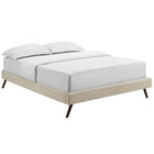 Modway Loryn Fabric Queen Bed Frame with Round Splayed Legs - Beige-Ten Wood Support Slats