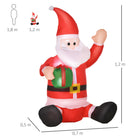 HOMCOM 4' Lit Inflatable Sitting Santa Claus Christmas Decoration-Comes with all necessary hardware and accessories