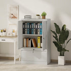 HOMCOM Metal Storage Cabinet with Locks - White-Made of powder-coated steel, supporting up to 220 lb. (100 kg)