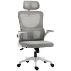 Vinsetto Mesh Office Chair with Adjustable Headrest and Lumbar Support - Grey-Lumbar support relieves your low back pressure