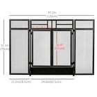 HOMCOM 3-Panel Folding Freestanding Fireplace Screen with Door - Black-Reinforced steel frame with electrophoresis and powder-coating processing for durable use 