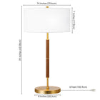 Hudson&Canal Simone 25" Tall 2-Light Table Lamp with Fabric Shade - Rustic Oak/Brass/White-Includes a 6 ft. cord with rotary socket switch