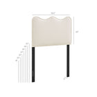 Modway Athena Stain-Resistant Performance Velvet Twin Size Headboard - Alabaster-Scalloped Wave Design