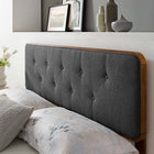 Modway Collins Tufted Fabric and Wood Full Headboard - Walnut Charcoal-Interchangeable Bed Frame Options