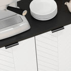 HOMCOM Modern 47.2" L Sideboard Buffet Cabinet - Black-Made of particleboard frame and pinewood legs for sturdiness