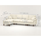 HOMCOM Changeable Sectional Sofa with Chaise Lounge - Cream White-Seat cushion with a spring pack and high-density foam inside for comfortable sinking