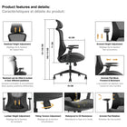 Kopplen Ergo Chair with 9-Point Adjustability - Black-Wind-resistant lumbar design: Blocking direct airflow to the lumbar region, reduces the risk of discomfort or chilliness caused by cold air currents.