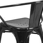 Flash Furniture Black Metal Indoor-Outdoor Chair with Arms-Galvanized Steel Construction