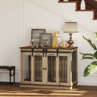 PawHut 47" Dog Crate Furniture with Divider Panel - Oak-A sizable top for storing ornaments, books, or pet supplies 