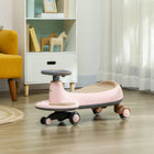 Qaba Kids Wiggle Swing Car, No Batteries w/Parent Traction Rope, Music - Pink-16 musical tunes and colourful lights included 