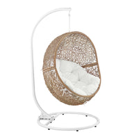 Modway Encase Outdoor Patio Rattan Swing Chair - Cappuccino White-Modern Outdoor Patio Swing Chair