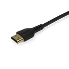 StarTech Slim HDMI Cable - 3' - Black-Ultra-durable materials: HDMI cord with aramid fiber design provides extreme durability, increasing tensile strength so you can pull it through tight spaces and around extreme bends, Al-Mylar Foil with braid protects from EMI for reliable signal integrity