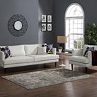 Modway Hana Distressed Vintage Floral Lattice Area Rug - 5 ft W x 8 ft L - Silver Blue Beige/Brown-Tight Low Pile Weave
