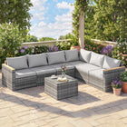 Outsunny 7-Piece 25.6" Extra Wide Deep Outdoor Sectional Sofa - Light Grey-25.6" extra wide and deep seats with wide armrests for roomy seating