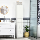 Kleankin Tall Bathroom Storage Cabinet with Doors and Drawer - High Gloss White-Push-to-open design ensures effortless operation with a gentle push