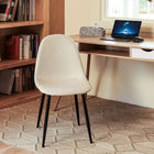 FurnitureR Fabric Dining Chair - Ivory Beige - 4 Pack-Durable Construction: The metal tubes are finished in black with the strength and durability of metal.
