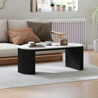 HOMCOM Coffee Table with Marble-Effect Top - Black-Solis coffee table legs and reinforced crossbars offer strong support for everyday use