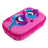 ZIPIT Sensory Pencil Case for Girls - Large Capacity Stationery Organizer Box - Pink-Playful character design: Features an adorable face with big expressive eyes that bring fun and personality to everyday storage