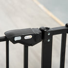 PawHut 41" Pet Gate with Walk Through Door - Black-Material: Steel, Plastic