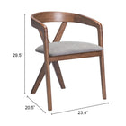 Zuo Cairo Dining Chair - Dove Grey/Walnut-3 year limited warranty
