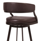 Armen Living Saturn 30" Bar Height Swivel Bar Stool in Brown Faux Leather & Auburn Bay Metal-5