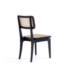 Manhattan Comfort Giverny 18.11" Industry Chic Dining Chair - Black and Natural Cane - Set of 4-Unique Square Backrest Made of Cane