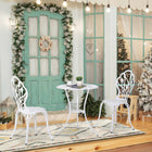 Outsunny 3-Piece Balcony Patio Bistro Set - White-Hollow-carved design is chic and stylish, also help quick drying after rain 
