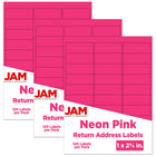 JAM Paper Mailing Address Labels, 1 x 2 5/8, Neon Pink, 3 sets of 120 (354328011g)-Size: 2.63" x 1"