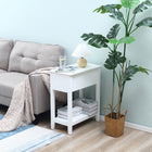 HOMCOM Flip Top End Table - White-Flip-top compartment and open shelf provide ample storage space